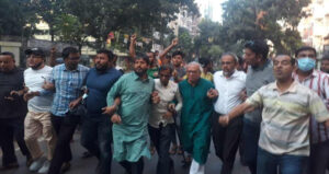 রিজভীর নেতৃত্বে অবরোধের সমর্থনে মিছিল